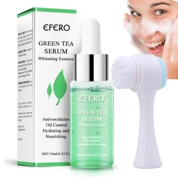 

Green Tea Face Serum Acne Treatment Repair VC Whitening Moisturizer Face Cream Anti Aging Lifting Deep Cleaning Face Wash Brush