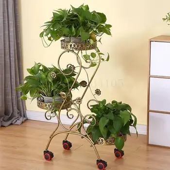 

Ou Shi, Wrought Iron Multi-layer Mobile Push-pull Showy Pulley Console Pot Frame Sitting Room Balcony Flower Wearing Special Off