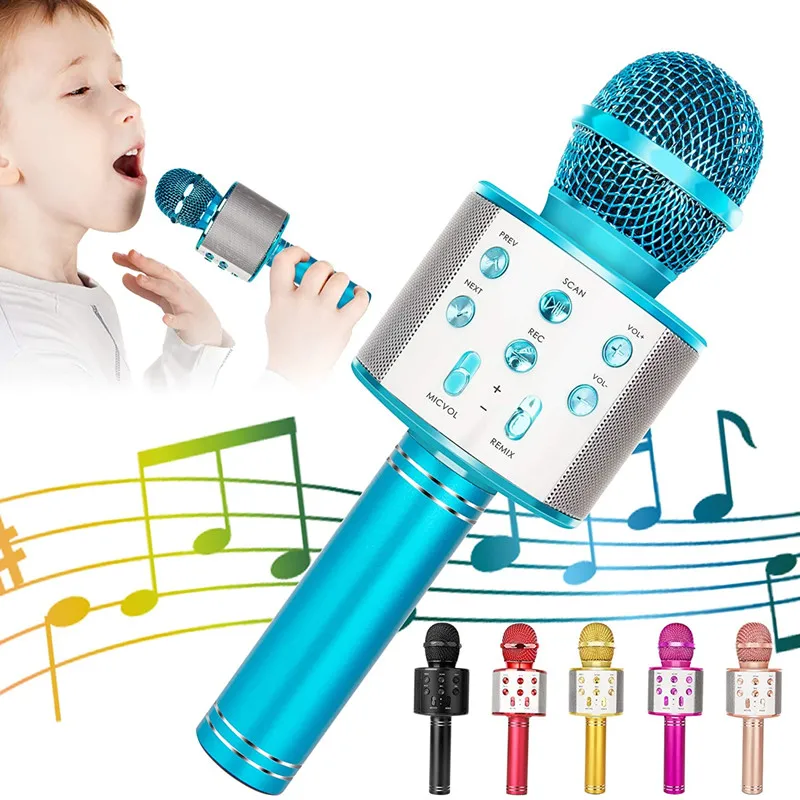 Portable Handheld Karaoke Microphone Kids Microphone for Singing Girls Gifts Children Wireless Bluetooth Karaoke Mic for Kids Birthday Present Age 4-15 