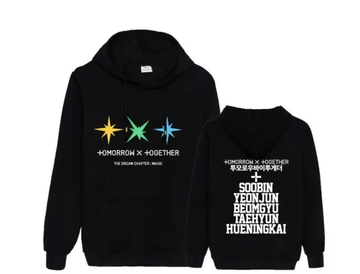  Kpop txt the dream chapter magic album same member name printing thin hoodies unisex fashion pullov