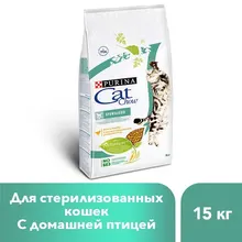 Корм для кошек Cat Chow, для взрослых стерилизованных кошек и кастрированных котов, с высоким содержанием домашней птицы, 15 кг Корм для кошек Cat Chow, для взрослых стерилизованных кошек и кастрированных котов, с высоким содержанием домашней птицы, 15 кг