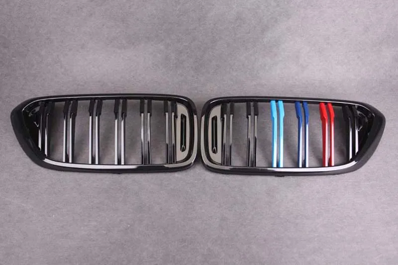 Double line Bright black three-colour carbon fibre ABS Kidney Grille For BMW G32 6GT