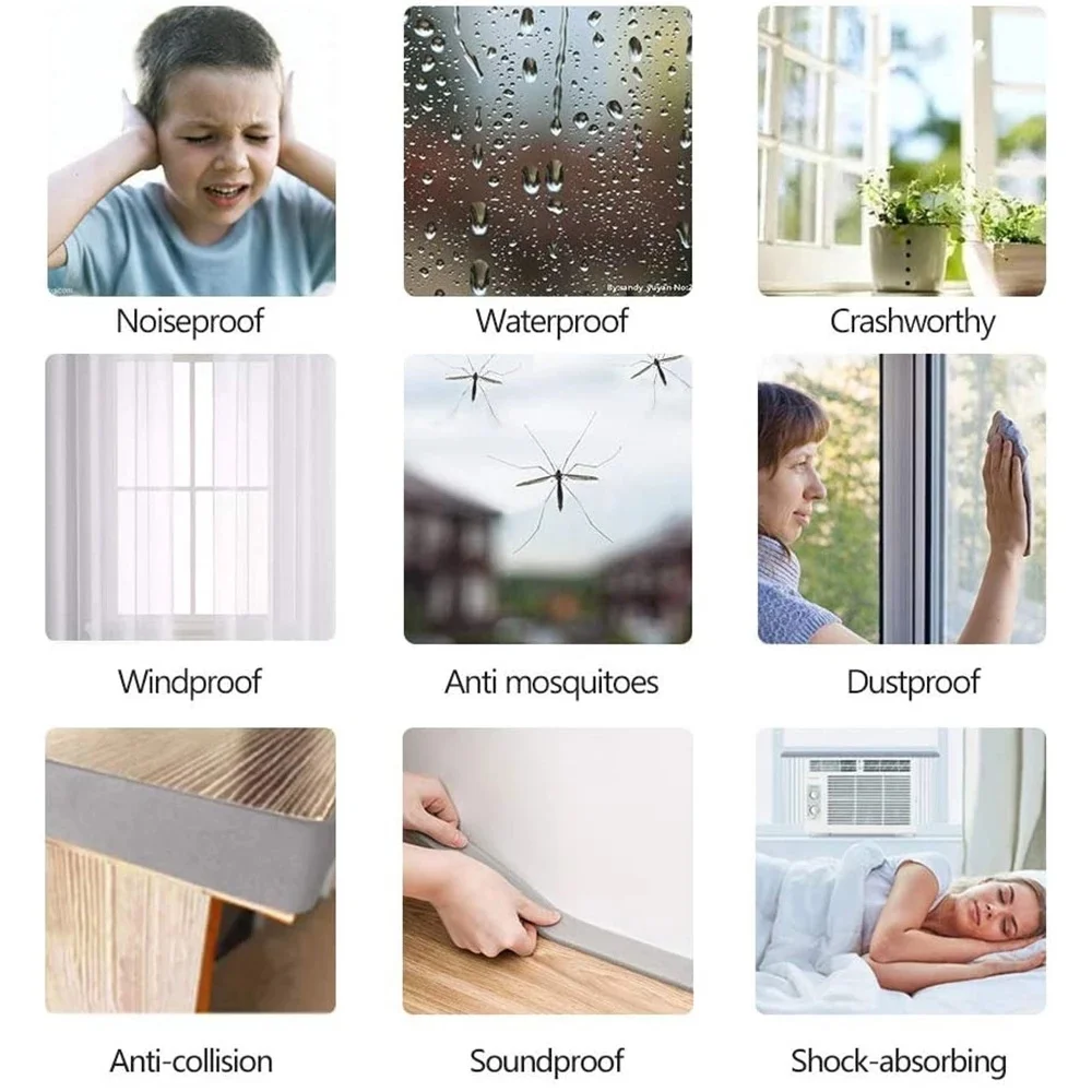 2 Roll Self Adhesive Door Window Sealing Strip Sponge Foam Insulation Tape Windproof Dustproof Weather Stripping Sealing Strip