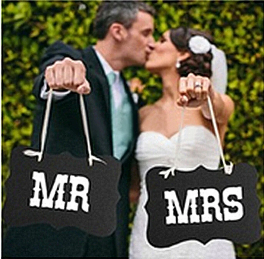 2 шт./компл. DIY черный Mr Mrs бумажная доска+ лента знак фото стенд реквизит свадебные украшения вечерние Для свадебной фотосессии