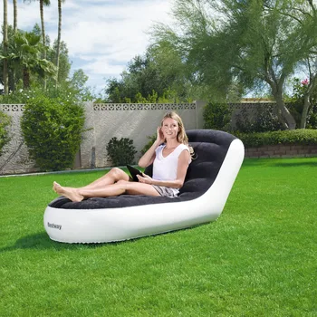 

LK625 Eco-friendly PVC+Velvet Single Sofa Home Outdoor Inflatable Sofa Modern Comfortable Chaise Lounge Flocking Chair