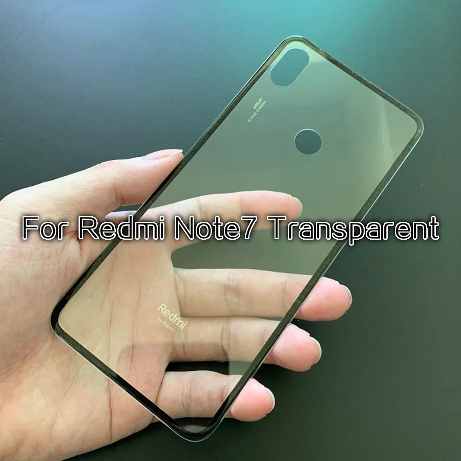Задняя стеклянная крышка для Xiaomi Redmi Note7 Note 7 крышка батареи задняя Дверная панель корпус чехол для Redmi Note 7 Pro крышка батареи - Цвет: Note7 Transparent