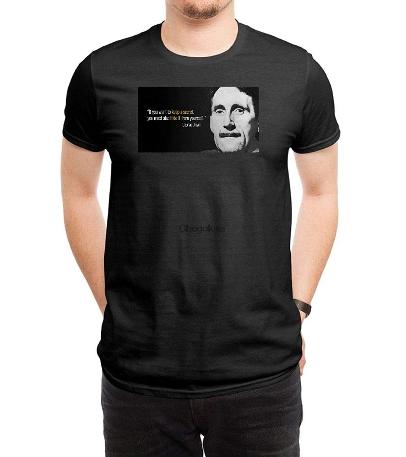 LILILOV Men's T Shirts George Orwell Quotes Black |
