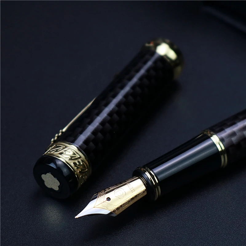 ヒーロー万年筆ギフトボックスブラックチェック柄柄インクなし