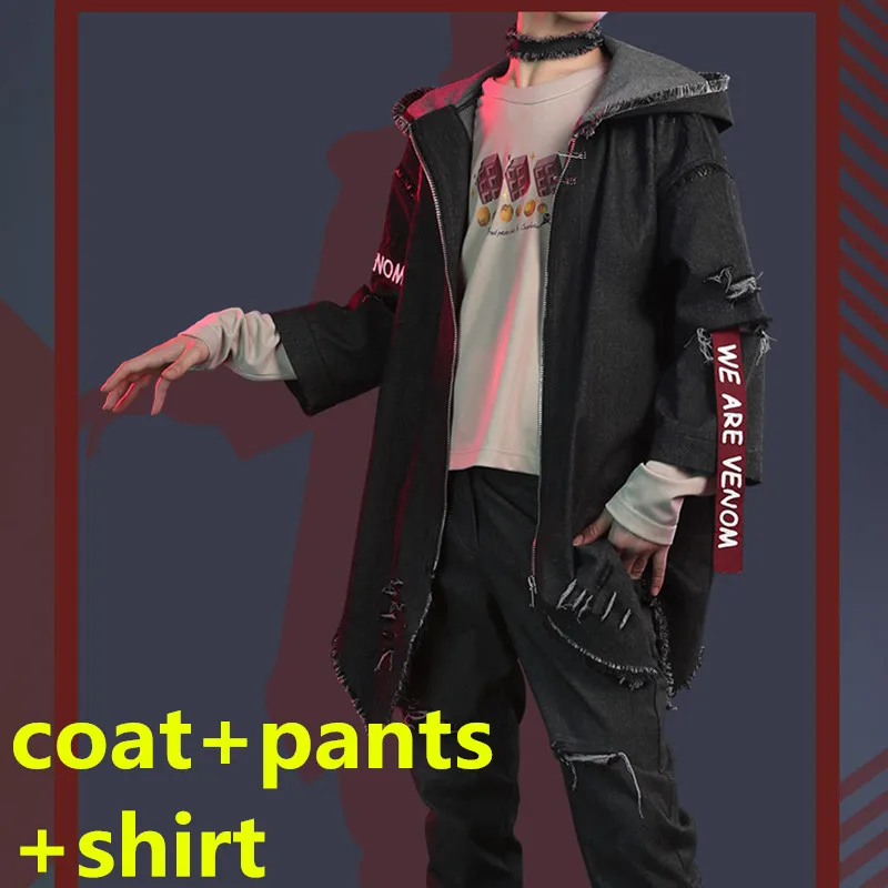 coat shirt pants Веном паук Мужская крутая черная толстовка с капюшоном супергерой Веном толстовка с капюшоном куртка пальто для мужчин мальчиков одежда на Хэллоуин - Color: coat shirt pants