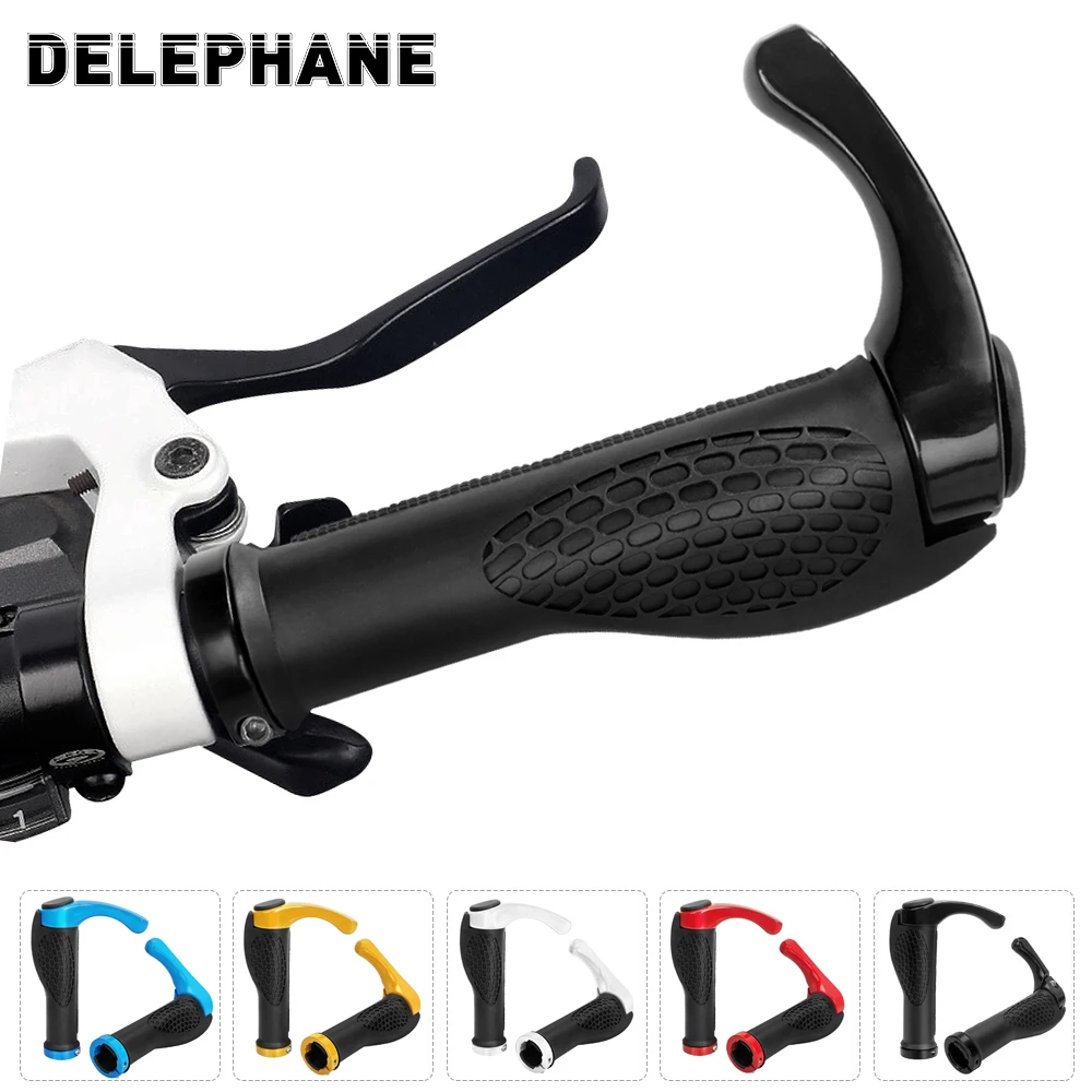 Mountain Bike Grips Non-Slip Shock Absorption Bicycle Handlebar Grips Aluminum Alloy Rings Lock On Handle Grip for MTB Cycling