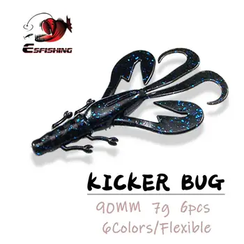 

EsfishingFishing Lure Soft Bait Kicker Bug 6pcs 90mm 7g Peche Wholesale Soft Lure Wobblers For Trolling Shine Silicone Bait
