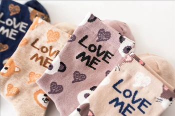 

Spring And Summer Girl's Socks Harajuku Style Breathable Cotton Socks Love Me Cute Cartoon Socks Dogs Cats Pandas Skates Socks