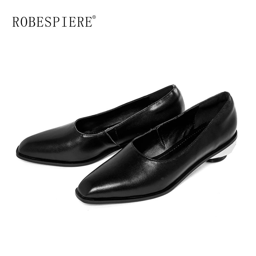 ROBESPIERE; Брендовые женские туфли-лодочки; модельные туфли из натуральной кожи на необычном каблуке; женские туфли-лодочки ручной работы без застежки с квадратным носком; A123
