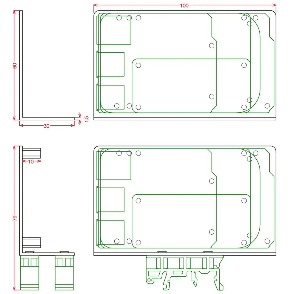 DIN рейка кронштейн для Raspberry Pi 2 3 B+ Zero UNO MEGA