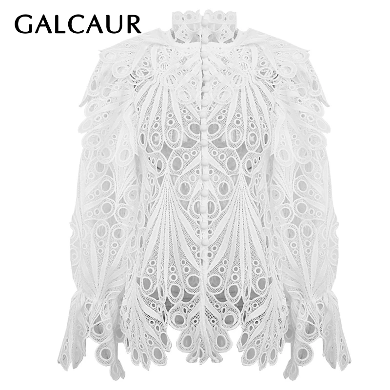 GALCAUR, Ретро стиль, выдалбливают, в горошек, футболки с точками, Женская водолазка, расклешенная, длинный рукав, необычная блузка для женщин, модная одежда, новинка