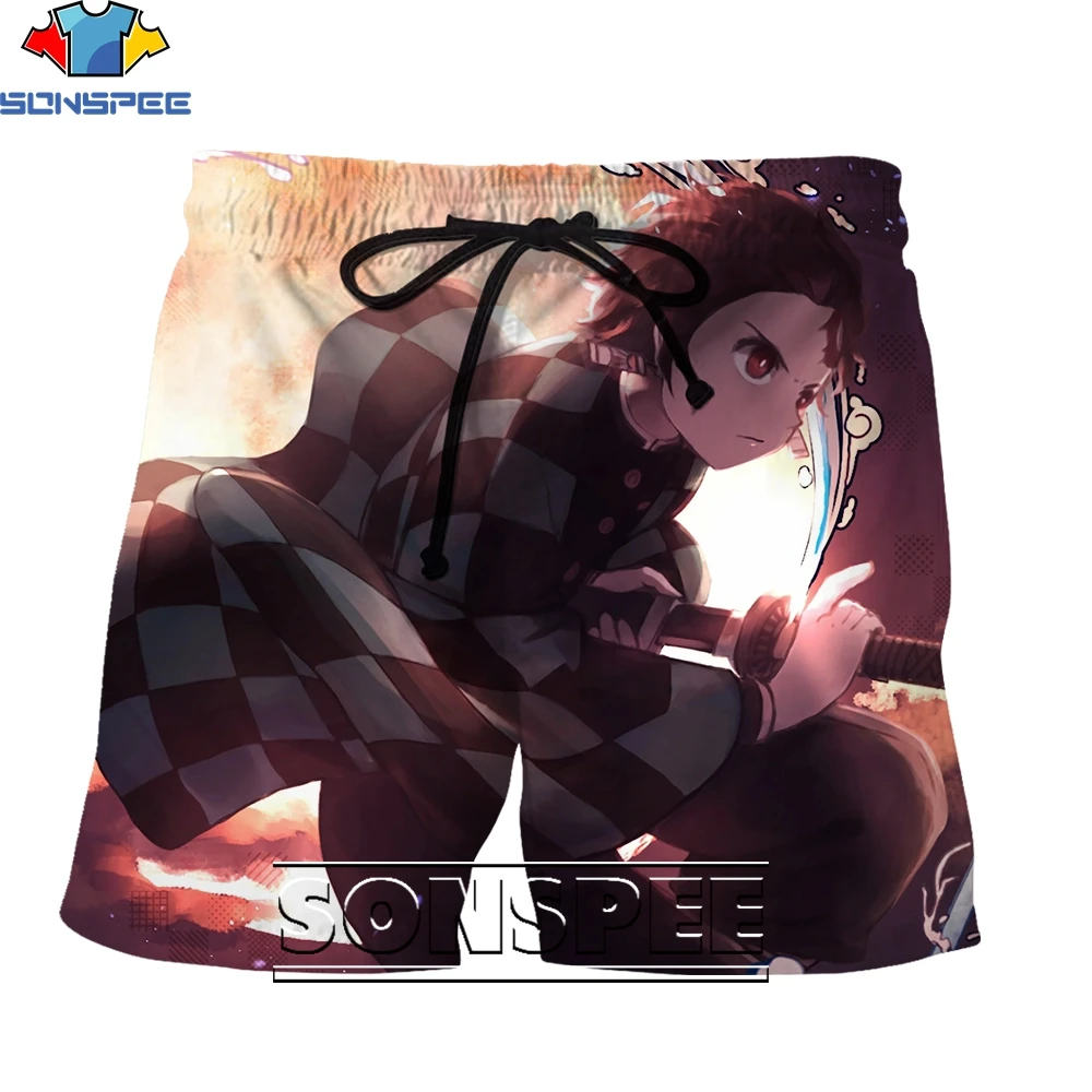 3D Printing Demon Slayer Blade Tanjirou Anime Shorts Summer Men's and Women's Street Sports Fitness Shorts Fashion Beach Pants