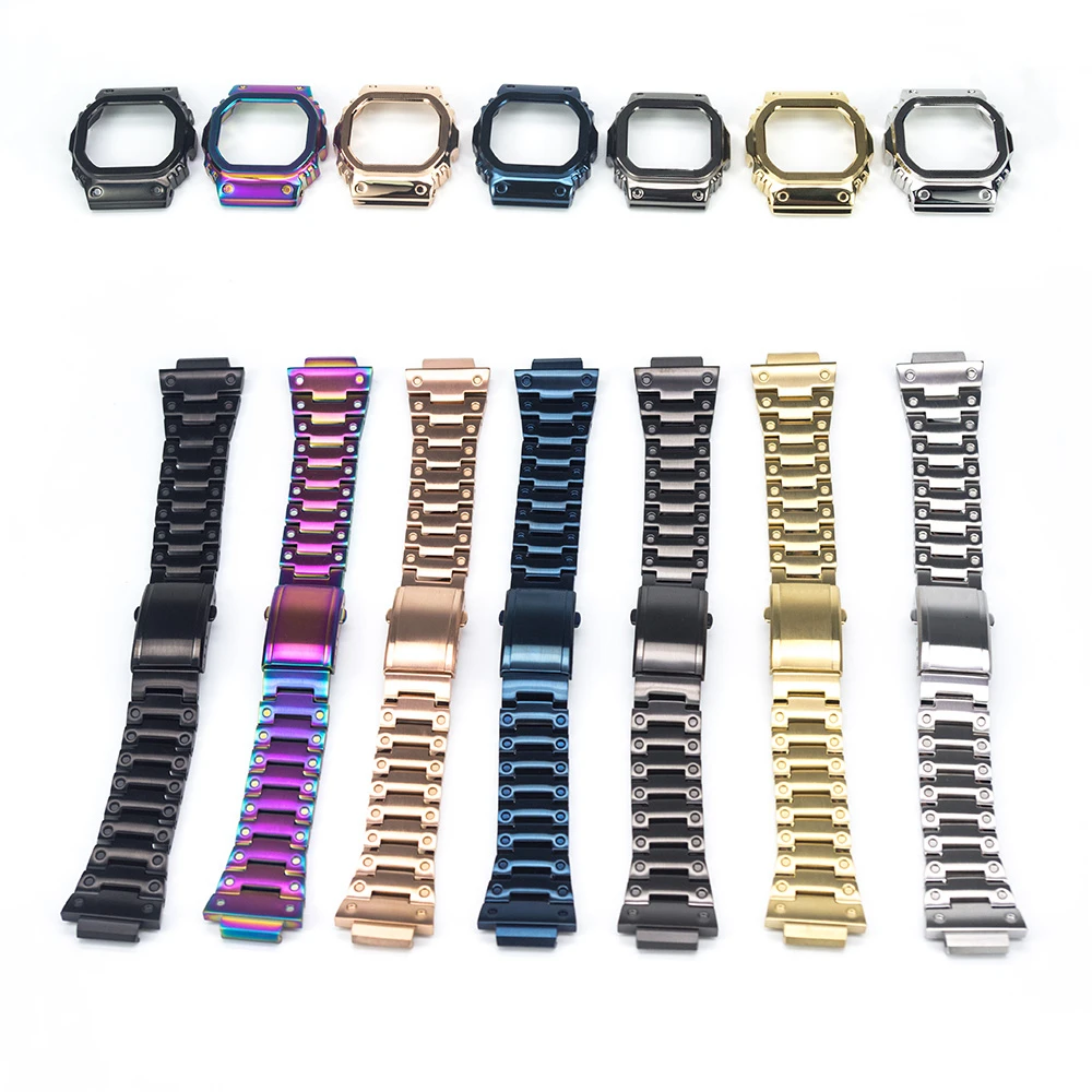 

Watchband Bezel/Case Watch Set For DW5600 GW-M5610 Metal 316L Stainless Steel Watch Accessories