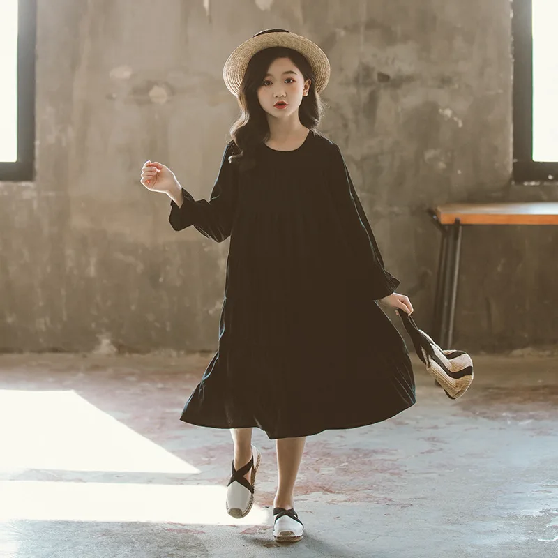 Новинка 2020 года Белое платье для девочек Хлопковое свободное детское Платье