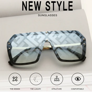 

One-Piece Square Driver Goggles Polarized Sunglasses Fashionable Flat Top Metal Frame UV400 Glasses Handsome Rider Car-styling