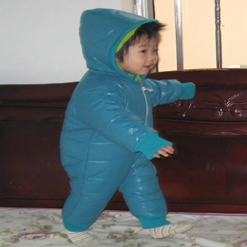 Зимний комбинезон для новорожденных; зимняя одежда с хлопковой подкладкой; цельная теплая верхняя одежда; детские комбинезоны; Детский комбинезон; парки для младенцев - Цвет: Blue A