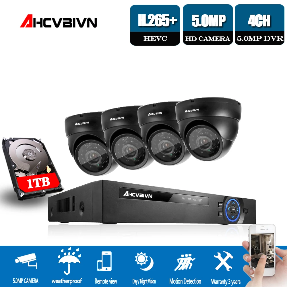  DVR 5MP CCTV Security System 4pcs MINI Dome ip66 Room Indoor 24pcs IR LED Array 40m Night vision Bu - 4.00027E+12