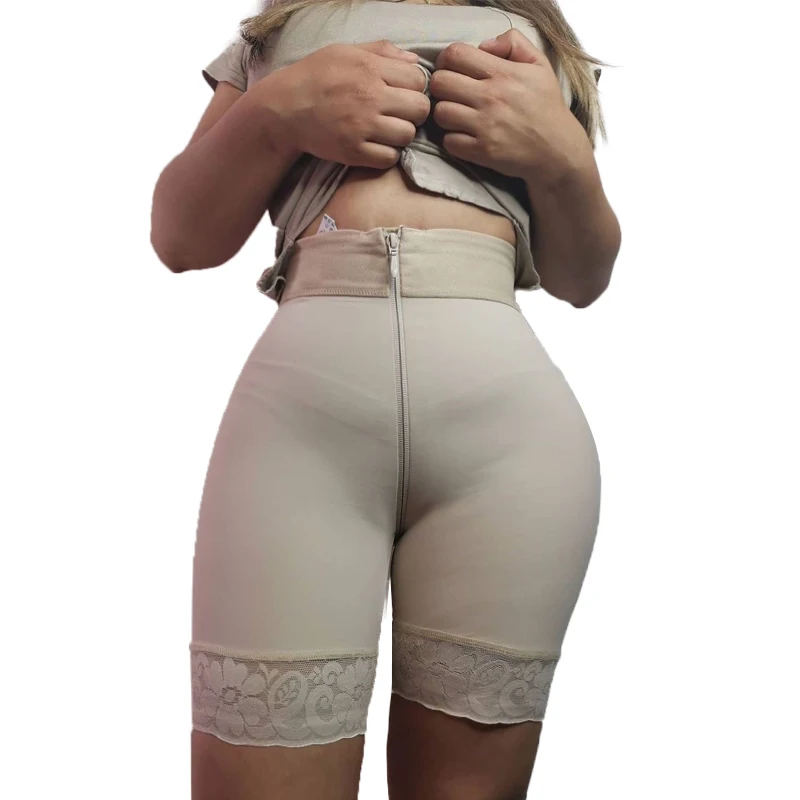 Double High Compression Garment (powernet) Zipper Butt Lifting Shorts