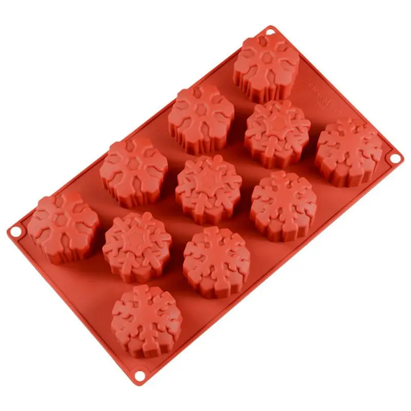1 шт. Рождество 11 сетка 3D форма для пирога "Снежинка" силиконовые креативные Инструменты для выпечки Форма для пирога "Снежинка" - Цвет: Шоколад