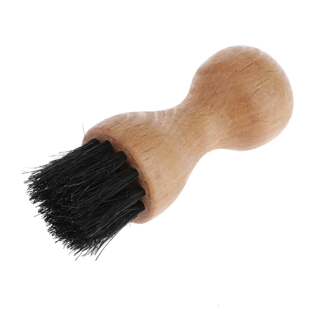 Natural Pig Hair Buffing Brush Wood Handle Polish Applicator For Shoes Boots