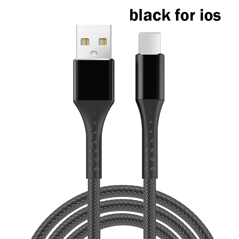 H32 быстрое зарядное устройство кабель для iOS 1 м USB линия передачи данных USB кабель для зарядки данных type-C Micro USB Мобильный телефон 3A Android супер зарядное устройство - Цвет: Black for IOS