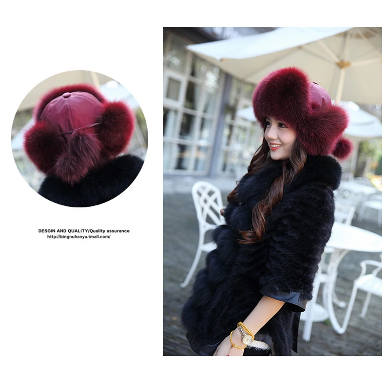 Winter Warm Faux Fur Hat Korean Fashion Hat Female Thick Comfortable Warm Ski Hat Ear Protection hh88