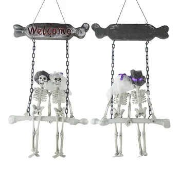 

Halloween Hanging Decoration Skull Skeleton Ghost Bridegroom Bride Welcome Sign Tricky Toy Horror Haunted House Escape Halloween