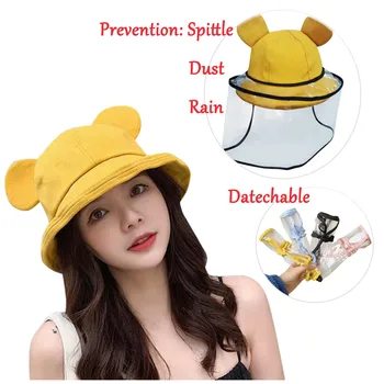 

50^With Detachable Clear Facial Mask Anti-spitting Protective Hat Dustproof Cover Peaked Cap Hat Adjustable Size