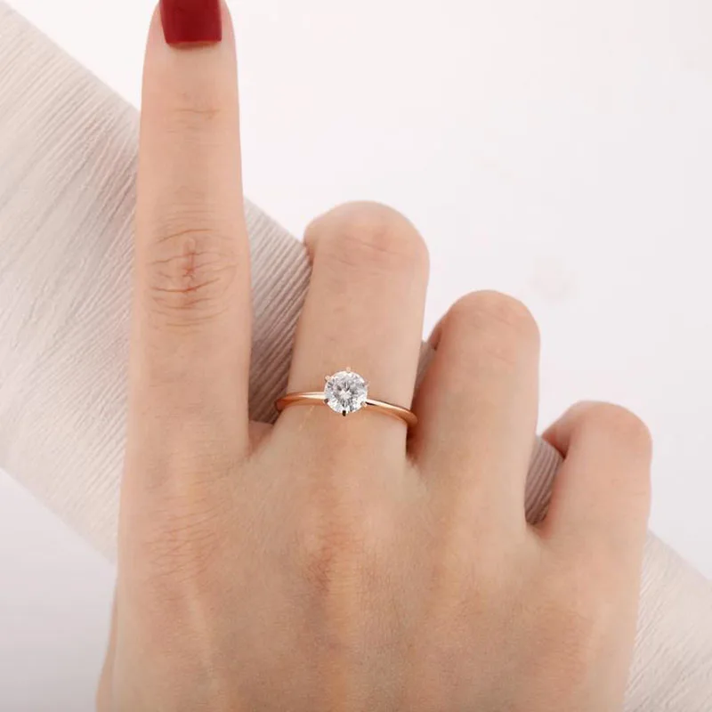 Veryins Classic 14K 585 Белое золото 1ct DEF цвет VVS1 Moissanite 6 зубец Помолвочное с солитёром кольцо для женщин свадебный подарок