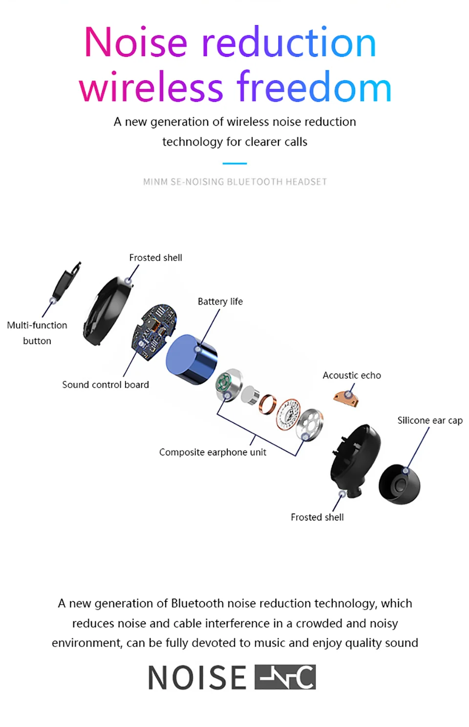 Bluetooth наушники TWS с шумоподавлением, беспроводная Bluetooth гарнитура, стерео спортивные водонепроницаемые наушники для iphone huawei