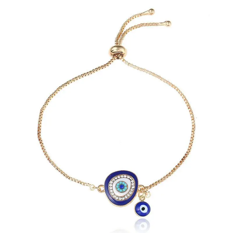 

Handmade Turkish Blue Crystal Evil Eye Bracelets For Women Bohemian Friendship Party Fashion Gold Chains Charm Jewelry Lucky Gif