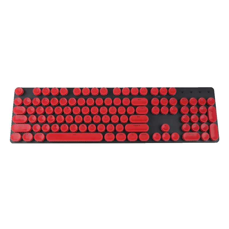 104pcs Retro Style Round Key Cap For Gaming Mechanical Keyboard Transmission Steampunk Typewriter With LED Backlit - Цвет: Red