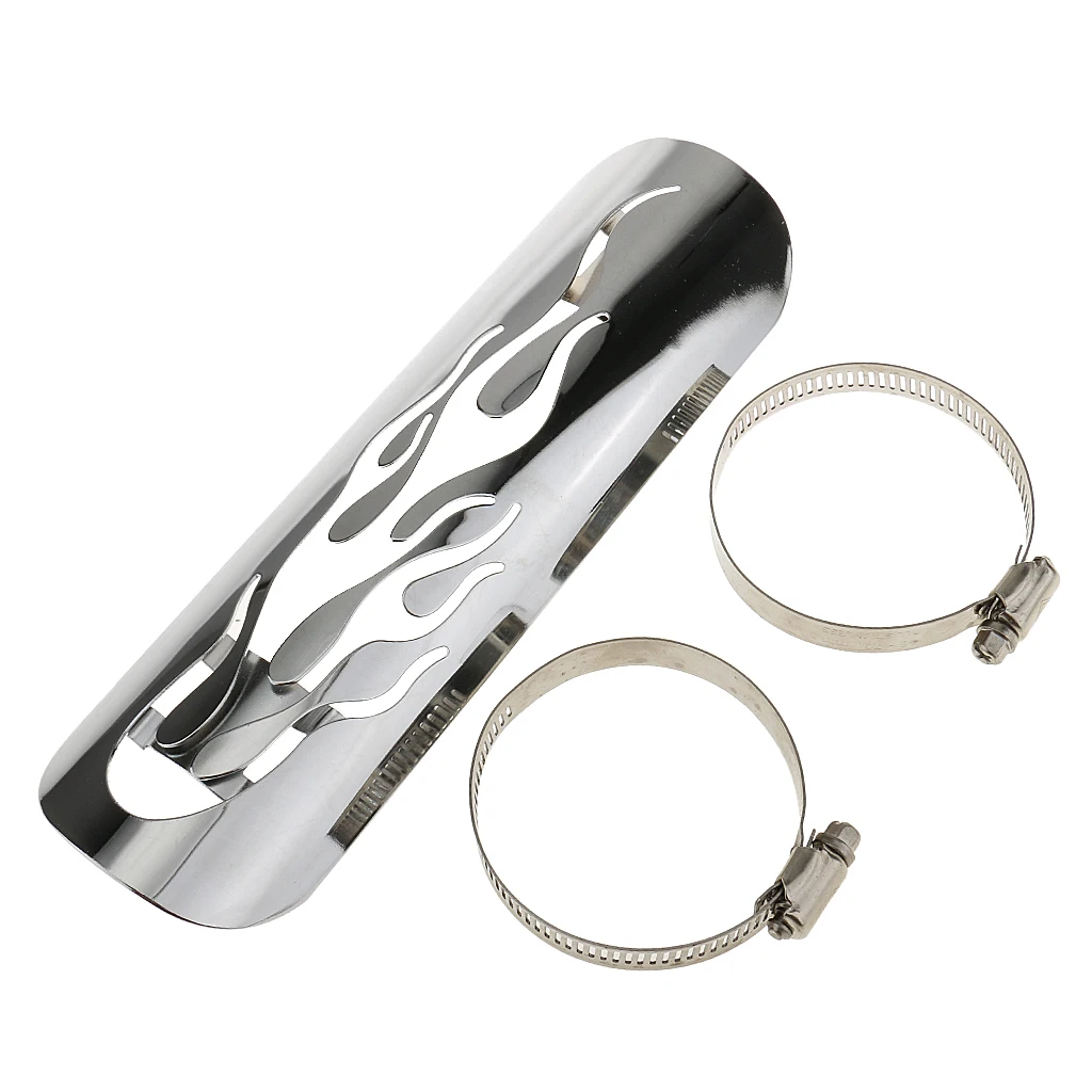 Flame Chrome Exhaust Muffler Pipe  Shield Cover Heel Guard For Cruiser