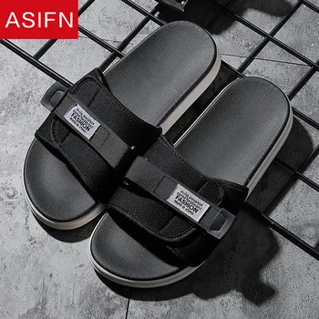 

ASIFN men's Slippers Beach Slippers Simple Ins Style Men Wild Wear Word Drag Summer Thick Bottom Male Slides Zapatos De Hombre