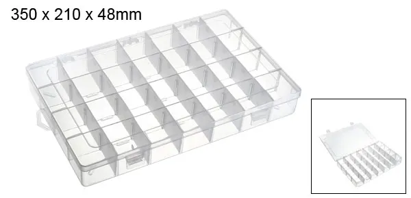 28Grids 350x210x48mm Uxcell компонентный ящик для хранения PP регулируемый 14/15/18/24/28/36 сетки электронный компонент контейнеры инструмент Коробки прозрачный белый - Цвет: 28Grids 350x210x48mm