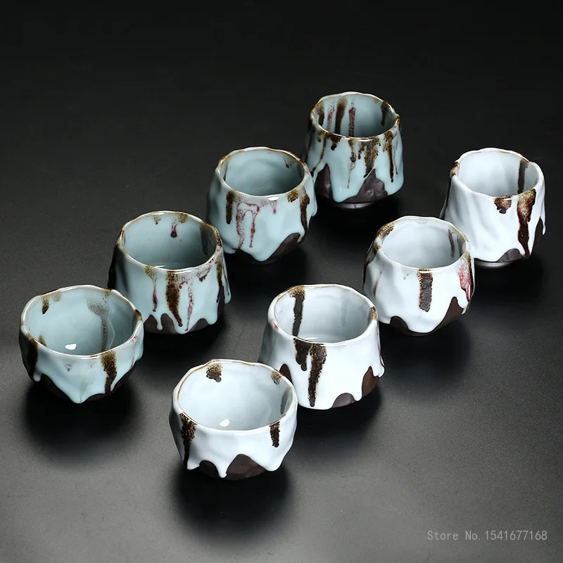 Ceramic Tea Cup Porcelain Tea Cup Ru Kiln Chinese Kung Fu Cup Tea Set 110ml130ml150ml Japanese Style Stoneware Single Cup