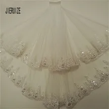 JIERUIZE, новая блестящая Фата для невесты, Белая Кружевная аппликация цвета слоновой кости, блестящая кромка с гребнем, свадебная фата