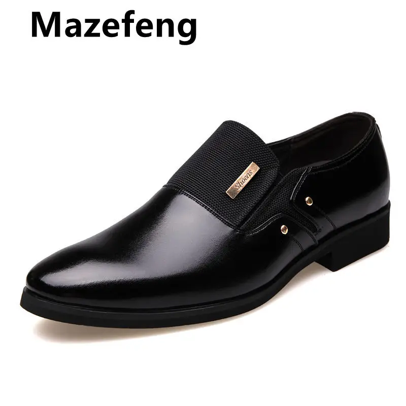 Mazefeng/2020 модные кожаные мужские модельные туфли без шнуровки с острым носком