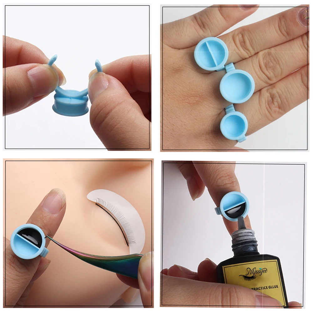 Disposable Lash and Tattoo Rings Plastic Permanent Makeup Pigment Holder Pallet For Eyelash Extension Glue Divider in Blue Color Disposable Lash and Tattoo Rings Plastic Permanent Makeup Pigment Holder Pallet For Eyelash Extension Glue Divider in Blue Color