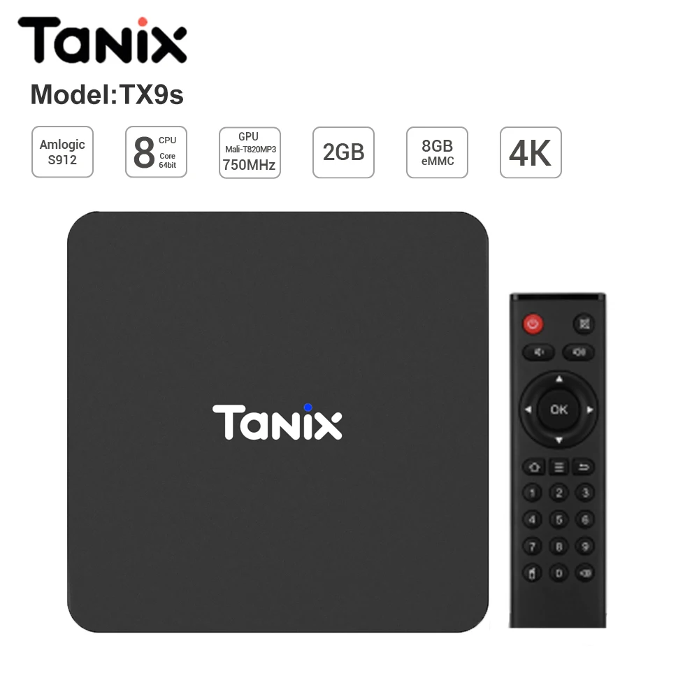 Tanix TX9S Android 7,1 Smart tv Box 4K Amlogic S912 Восьмиядерный 2 Гб ОЗУ 8 Гб ПЗУ 2,4 ГГц WiFi поддержка HDR10 H.265 4K телеприставка