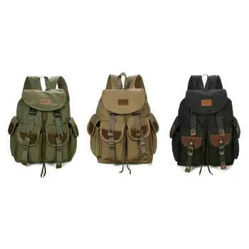 

Unisex Canvas Backpack Large Capacity Drawstring Daypack Travel Bookbag Teenagers Schoolbag