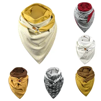 

Fashion Women Scarve Soild Dot Printing Button Soft Wrap Casual Warm Scarves Shawls fashion Leisure Comfortable soft personality