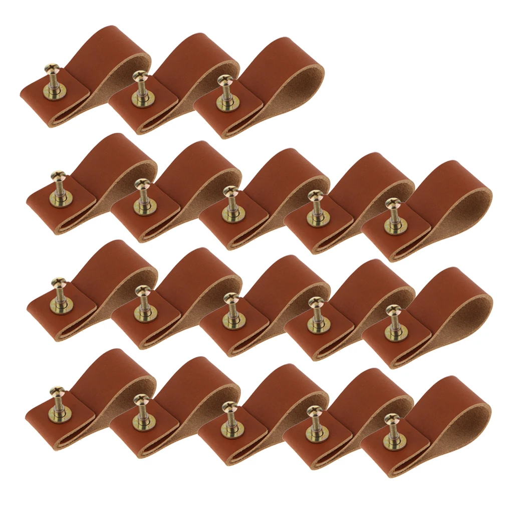 18x Minimalist Leather Single Hole Handmade Cabinet Door Knobs Drawer Loop Pulls Door Handles 18x Minimalist Leather Single Hole Handmade Cabinet Door Knobs Drawer Loop Pulls Door Handles