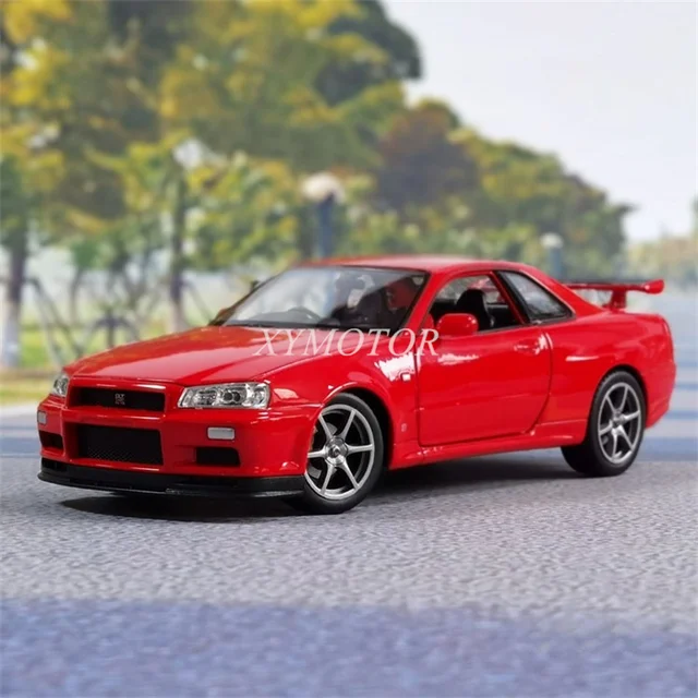 Welly 1 24 For Nissan Skyline R34 Gt R Diecast Model Car Black Blue Red White Kids Toys Gifts Display Collection Ornaments Diecasts Toy Vehicles Aliexpress