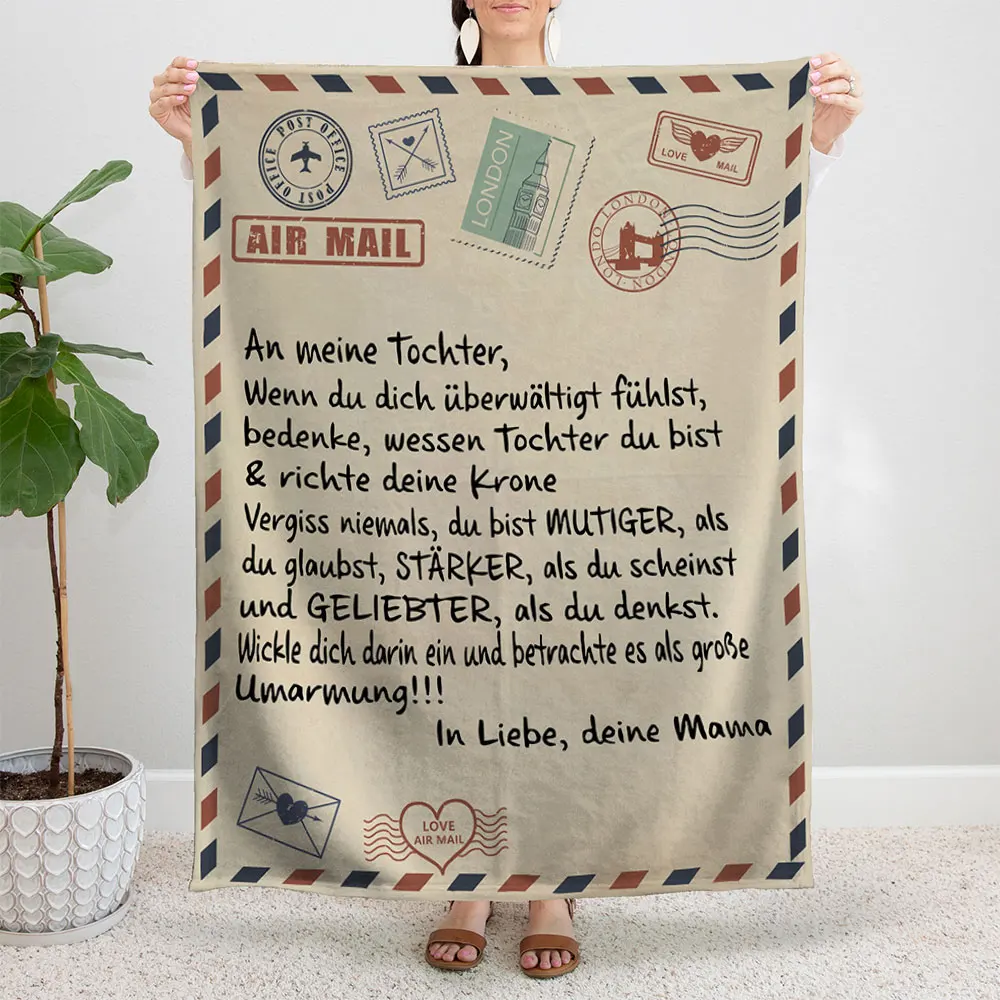 German Letter From Mother To Daughter Blanket Flannel Printed Multifunction Ultrasoft Throw