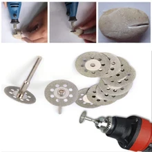 10pc diamante disco de corte roda viu lâmina + 2.35mm mandril para ferramenta broca giratória